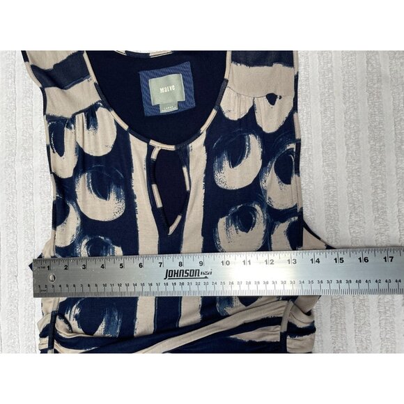 Maeve Womens Keyhole Neck Stripe A-Line Belted Dress Size Large Blue Sleeveless - Picture 6 of 10